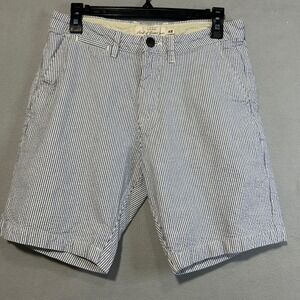 H&M LOGG Mens Shorts Striped Blue White Seersucker Flat Front‎ Size 29 Waist 30